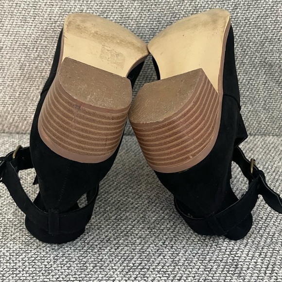 JustFab Black Ankle Booties with Suede Finish - Picture 14 of 16